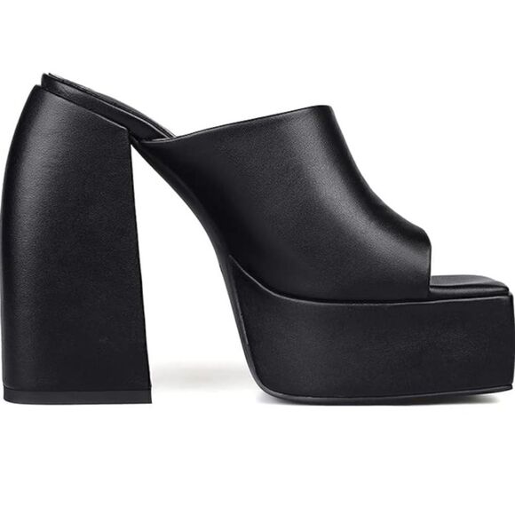 Dsevht Platform Sandals Slip On Open Square Toe Chunky Block High Heel Pump - Picture 1 of 15